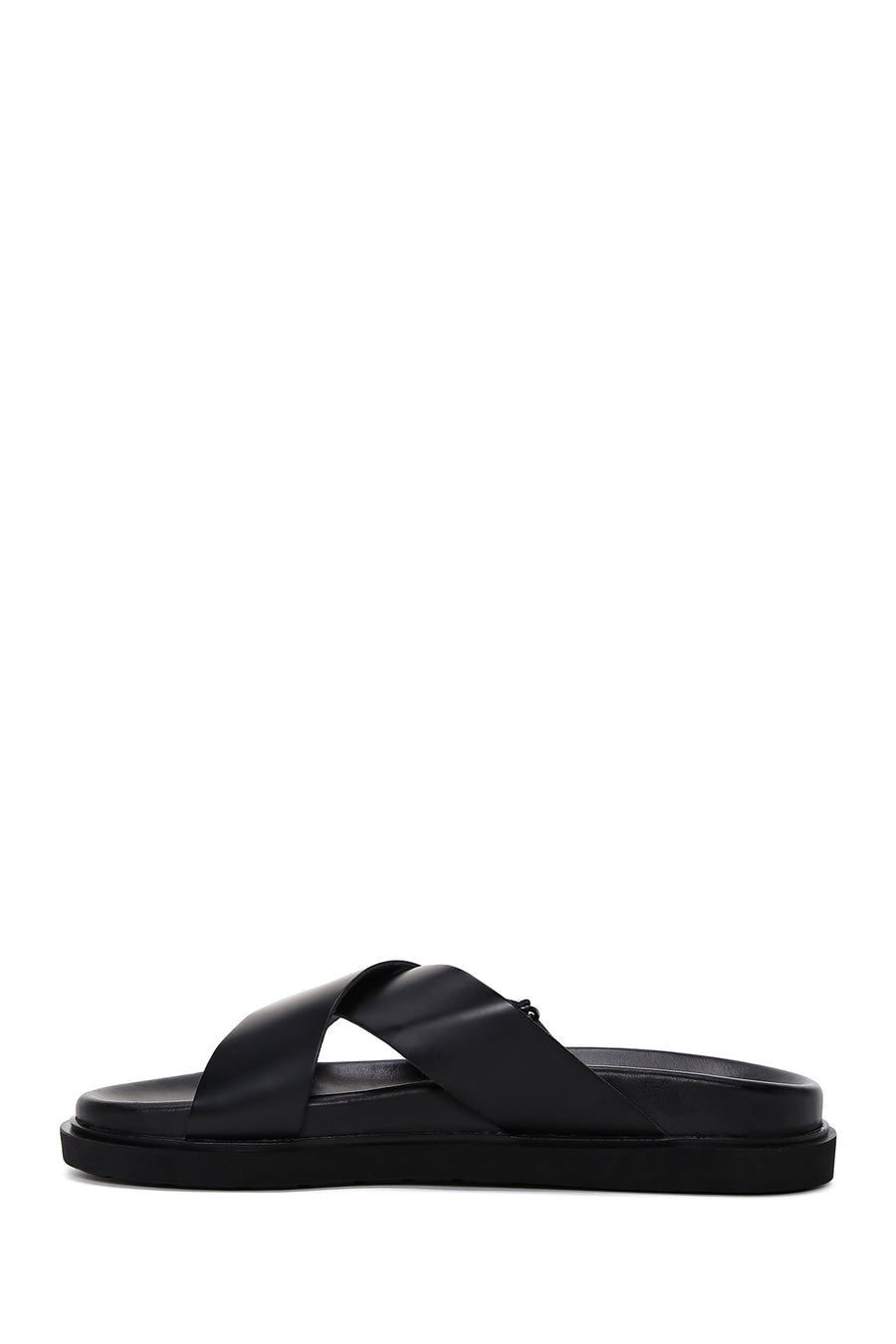 Men's Black Leather Slippers