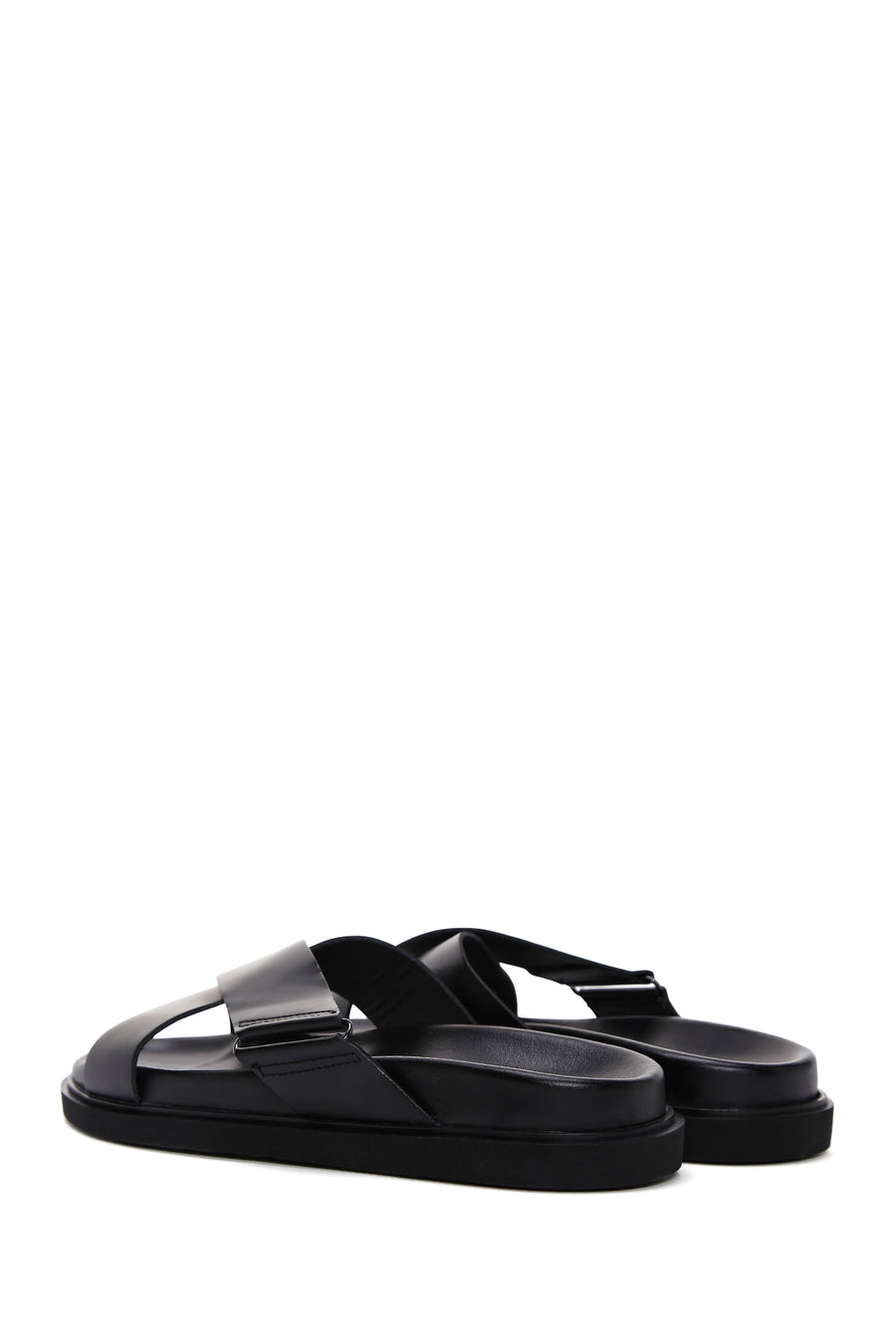 Men's Black Leather Slippers