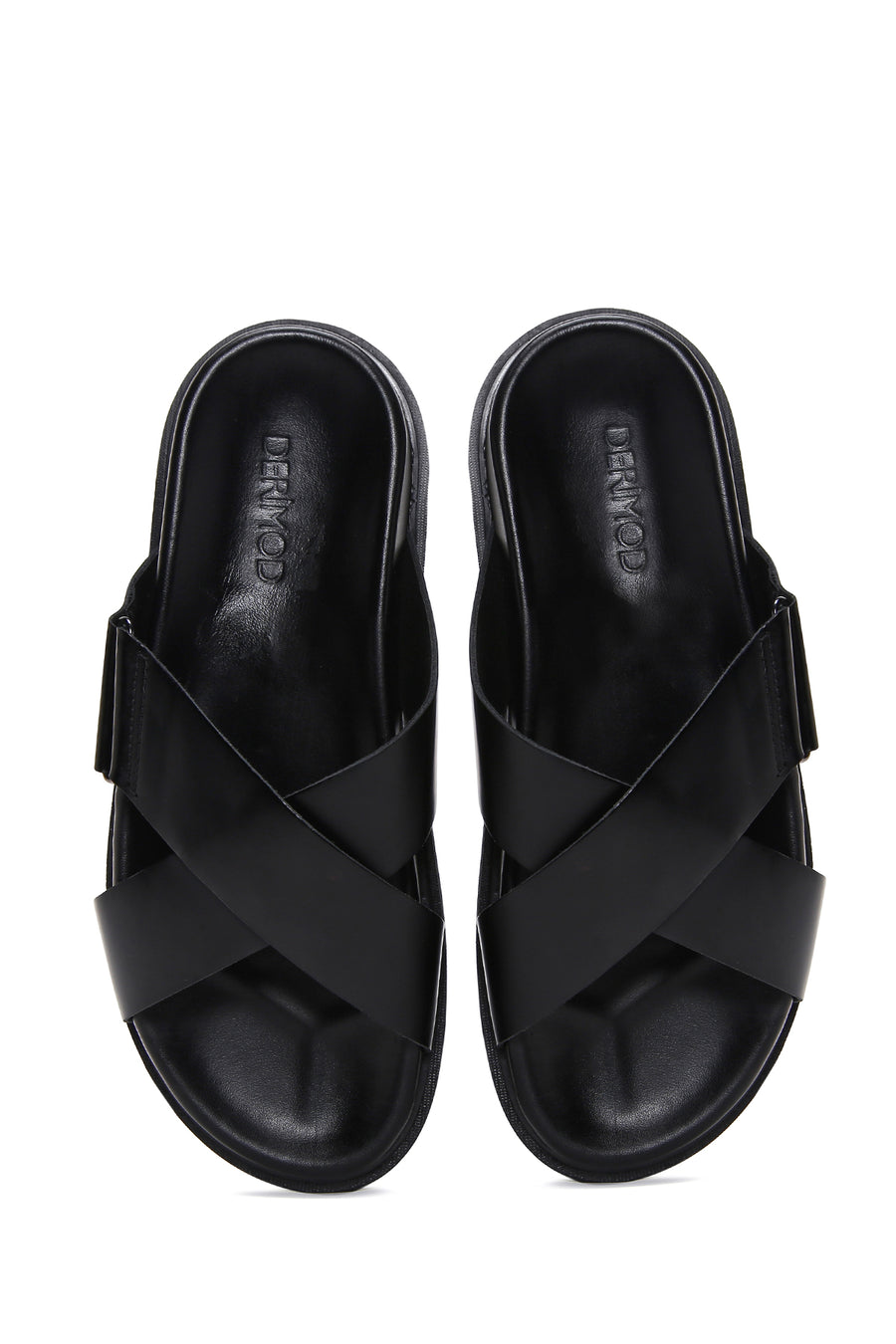Men's Black Leather Slippers