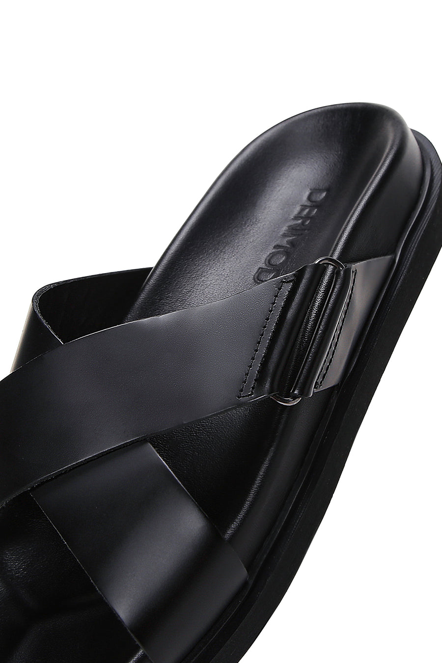 Men's Black Leather Slippers
