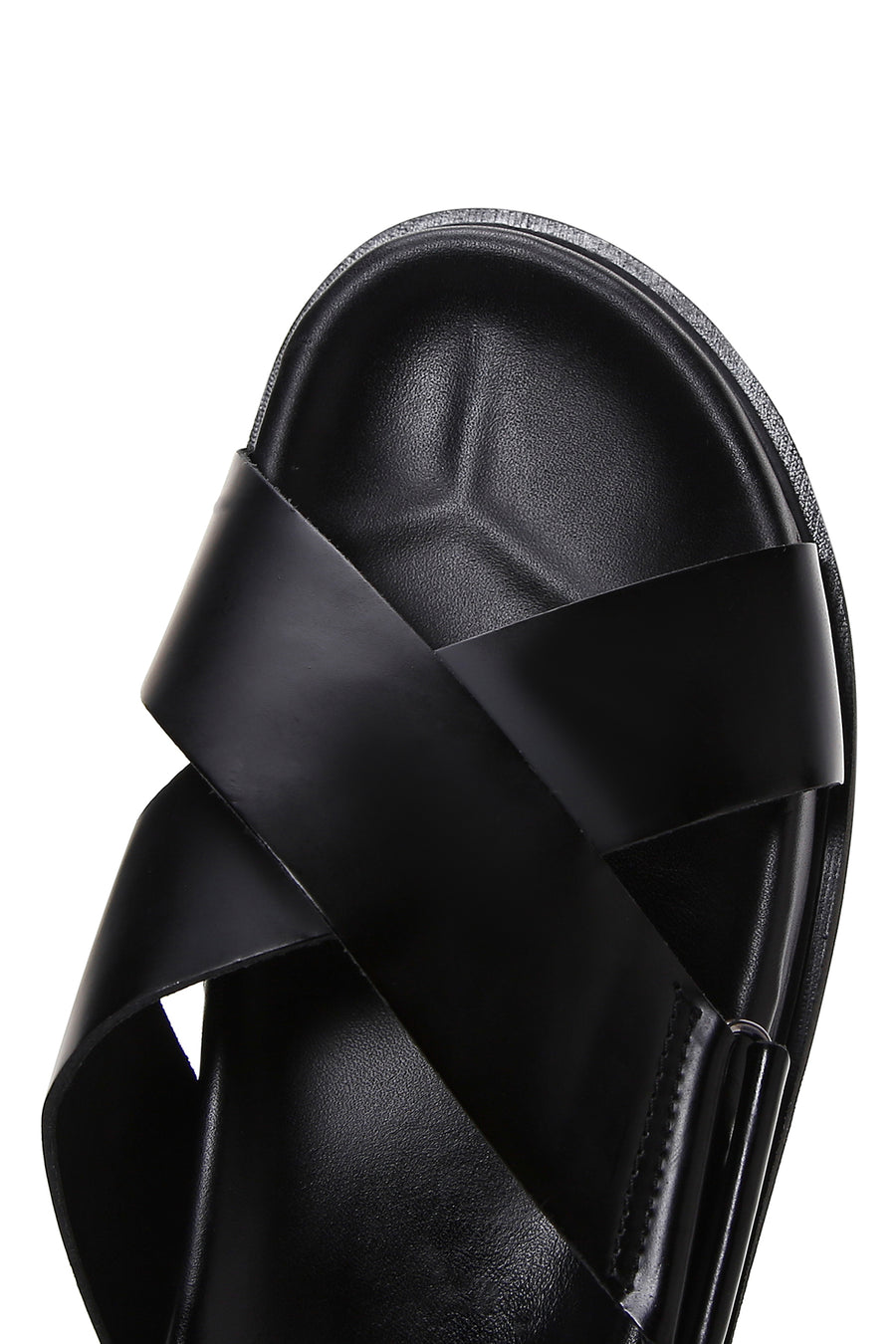 Men's Black Leather Slippers