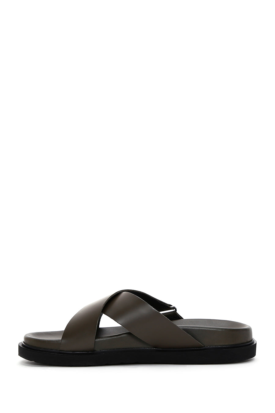 Men's Khaki Leather Slippers