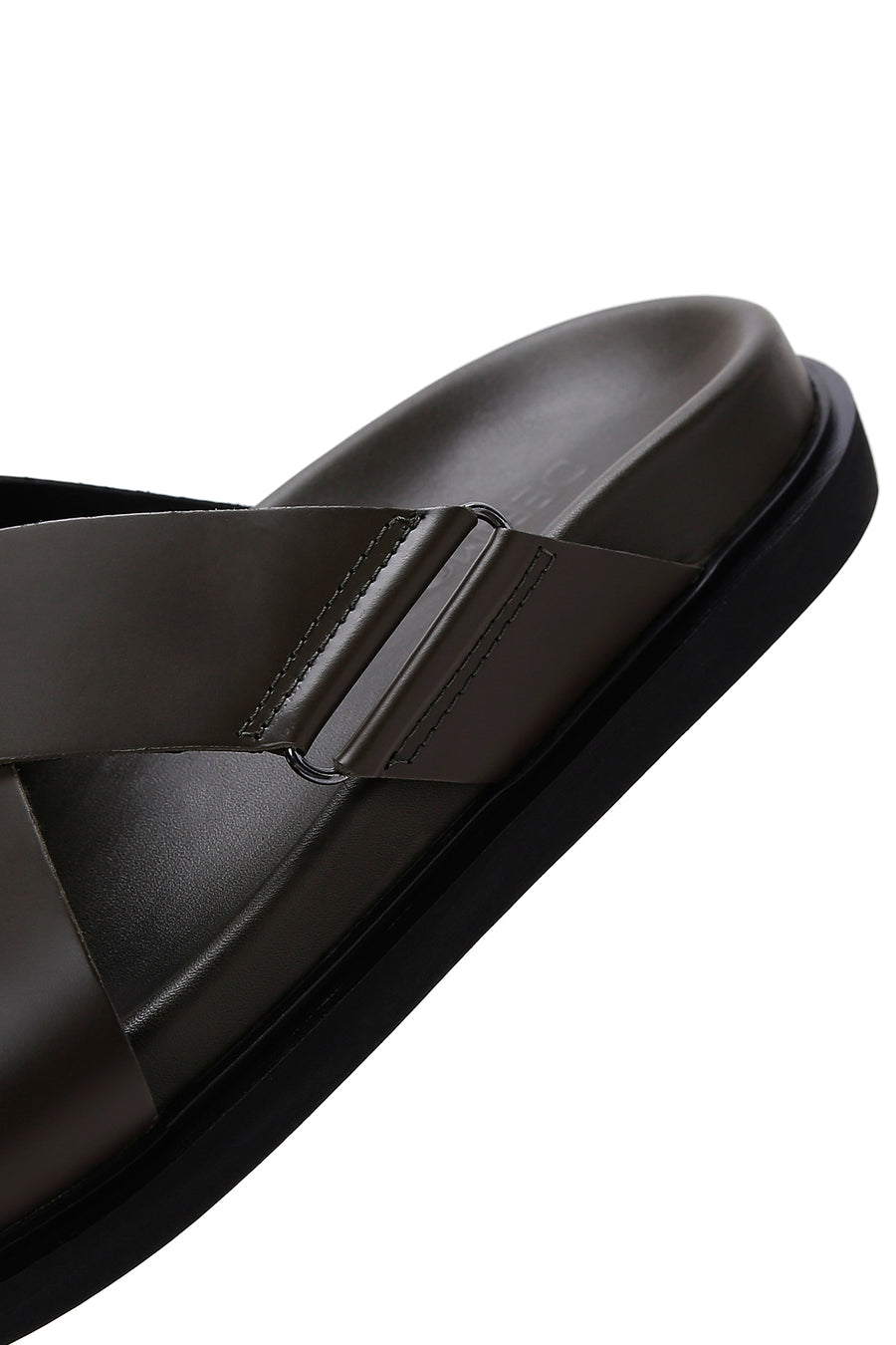 Men's Khaki Leather Slippers