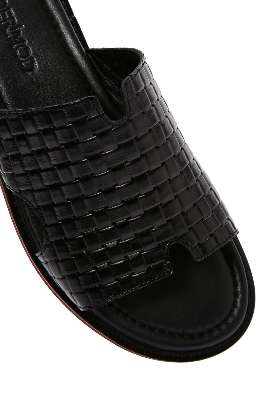 Men's Black Knitted Leather Slippers