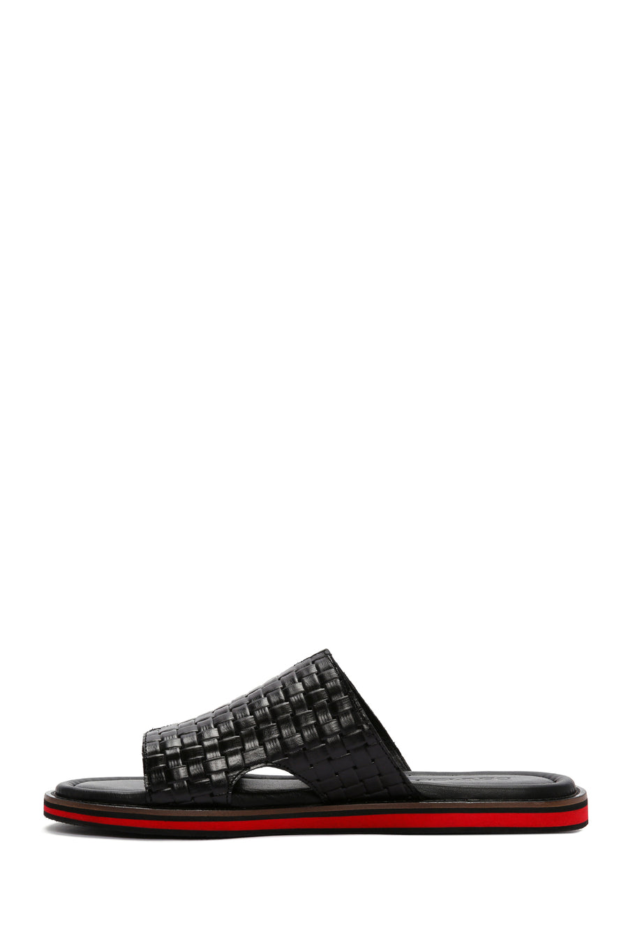 Men's Black Knitted Leather Slippers