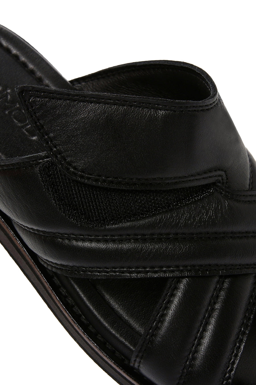 Men's Black Striped Casual Leather Slippers
