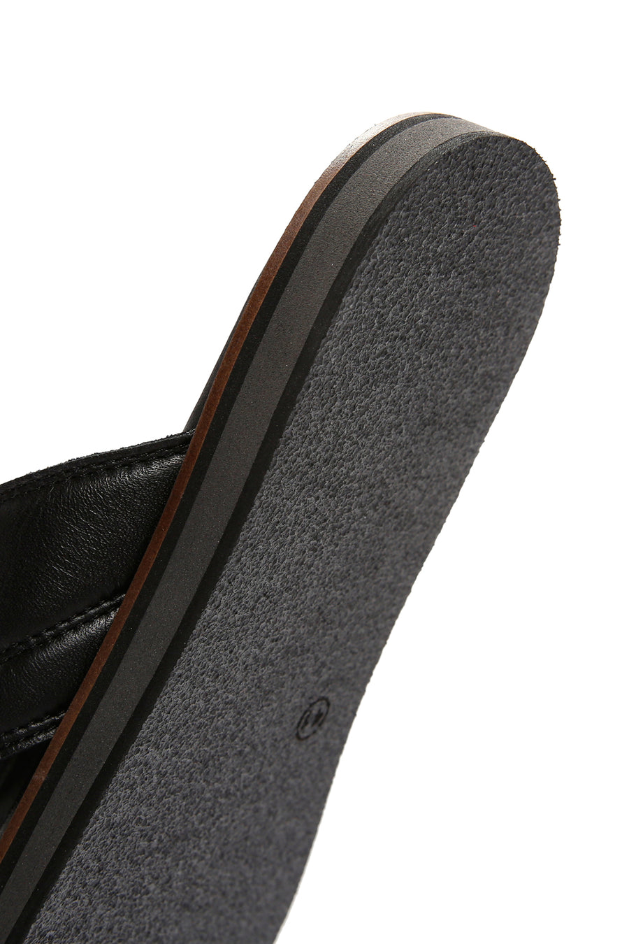 Men's Black Striped Casual Leather Slippers
