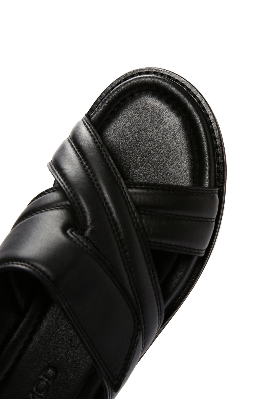 Men's Black Striped Casual Leather Slippers