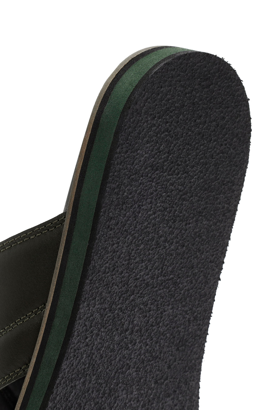 Men's Khaki Striped Casual Leather Slippers