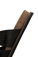 Men's Black Nubuck Leather Slippers | Derimod