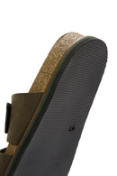 Men's Khaki Nubuck Leather Slippers | Derimod