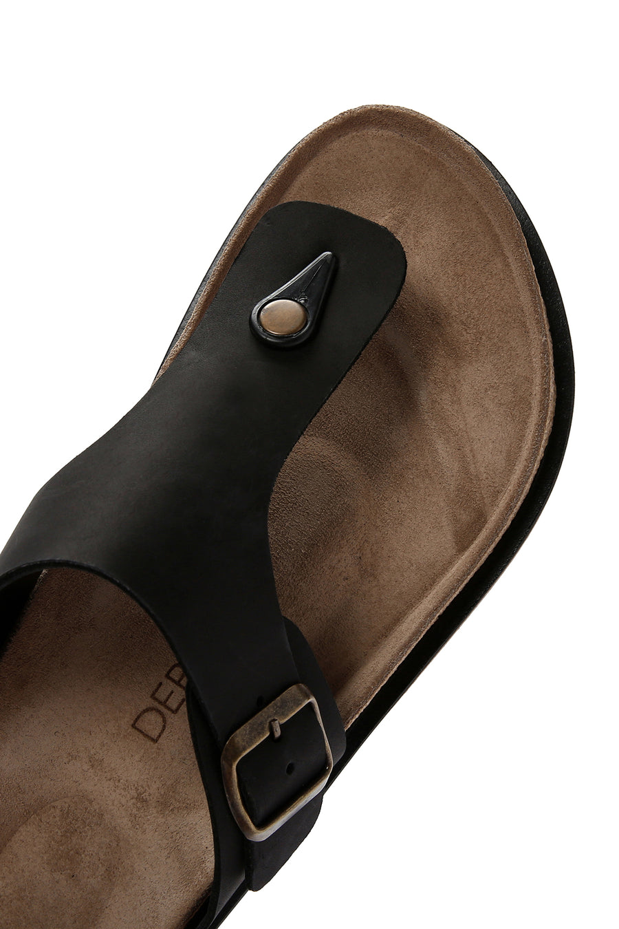 Men's Black Flip Flop Nubuck Leather Slippers