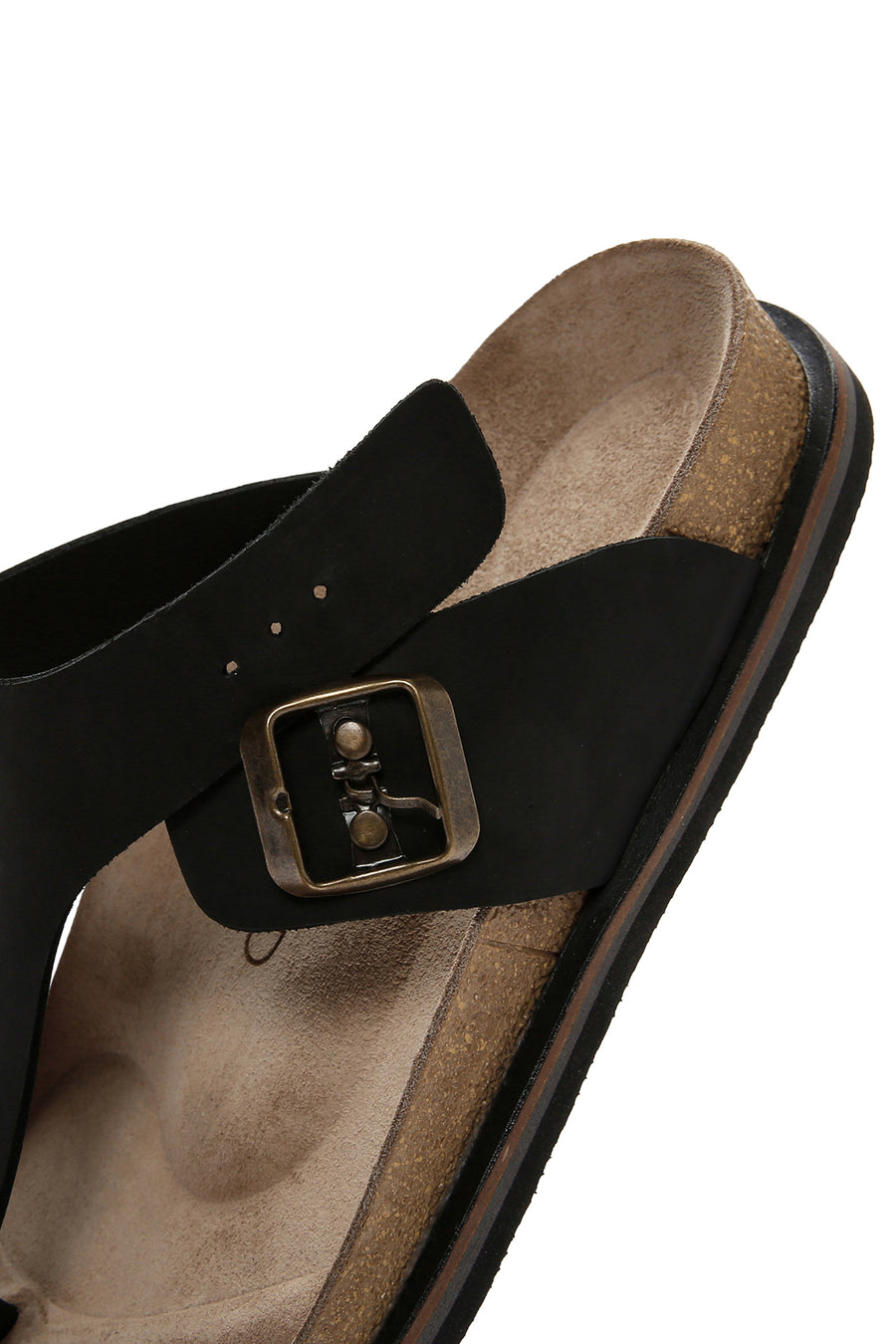 Men's Black Flip Flop Nubuck Leather Slippers