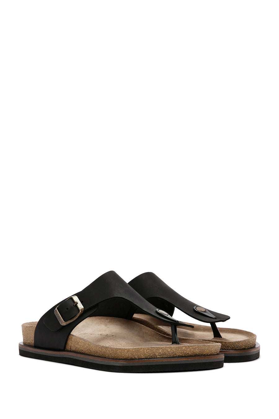 Men's Black Flip Flop Nubuck Leather Slippers