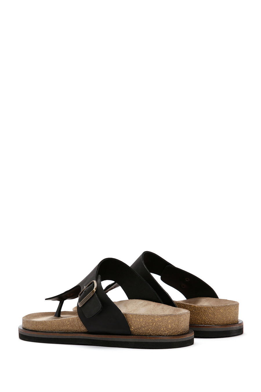 Men's Black Flip Flop Nubuck Leather Slippers