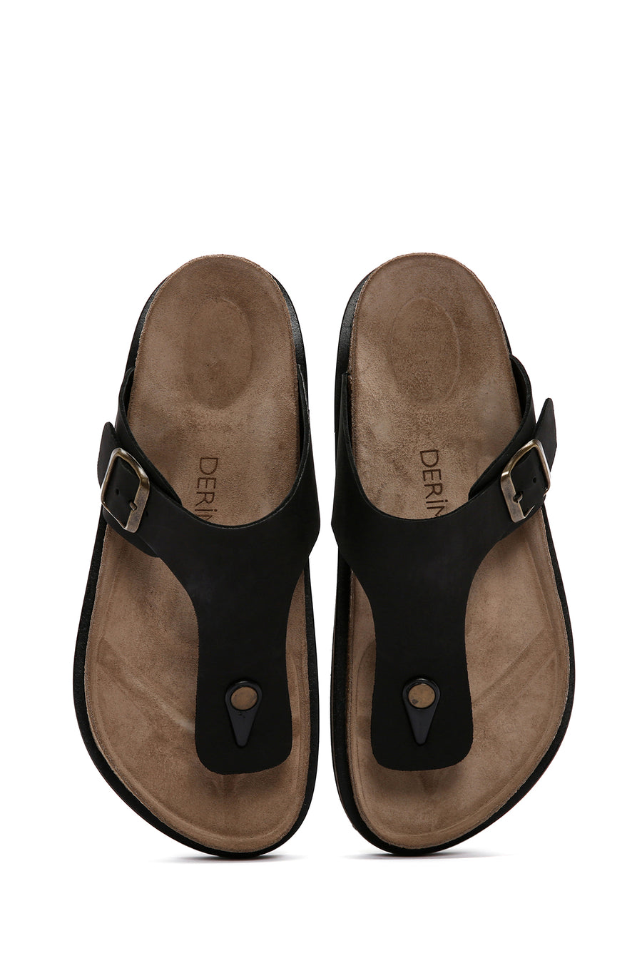 Men's Black Flip Flop Nubuck Leather Slippers