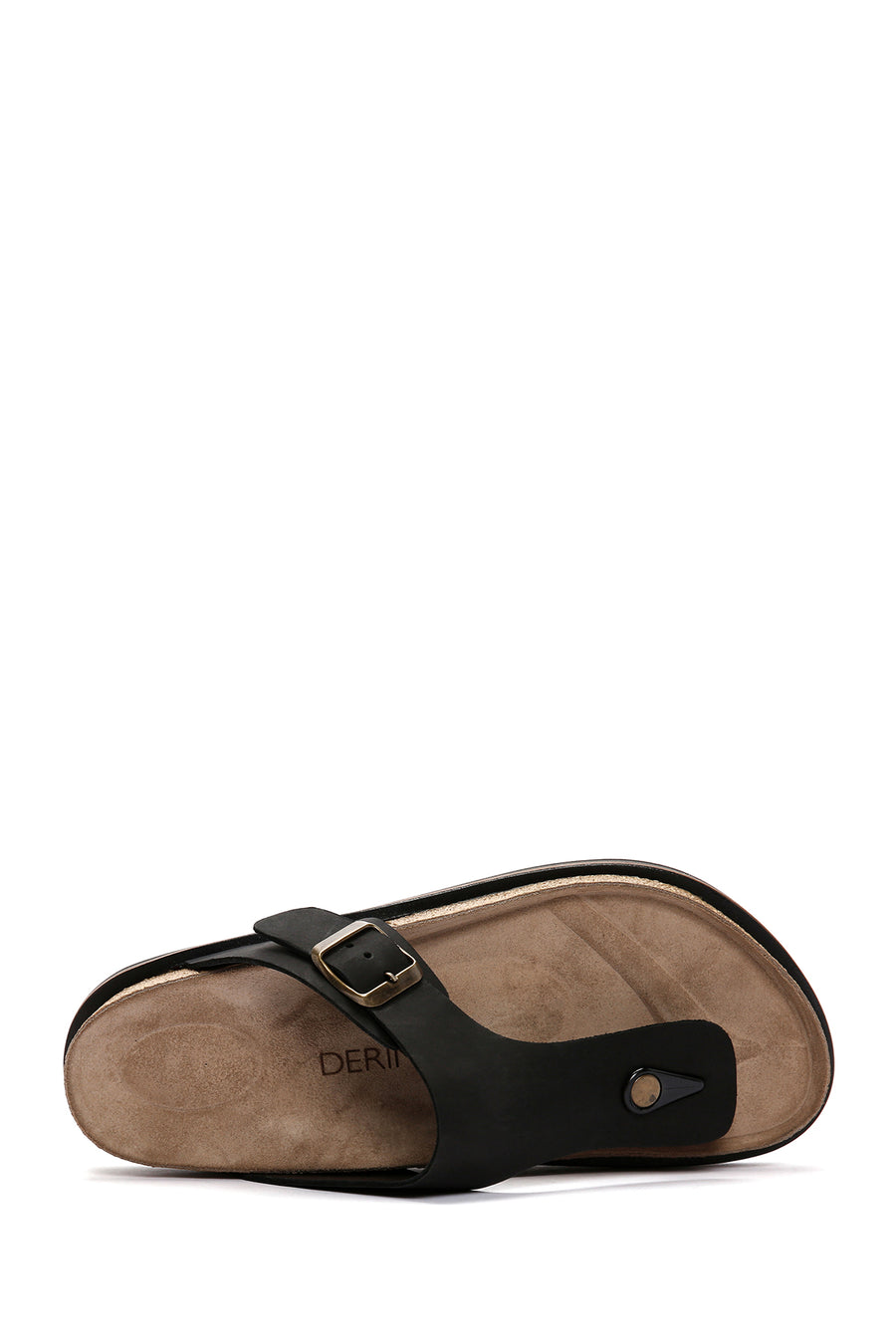 Men's Black Flip Flop Nubuck Leather Slippers