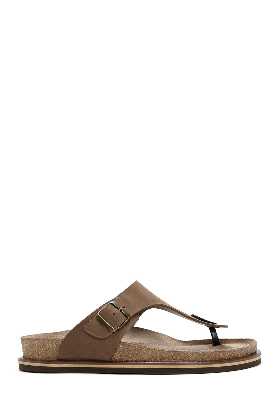 Men's Beige Flip Flop Nubuck Leather Slippers 24SFD6259V3 | Derimod