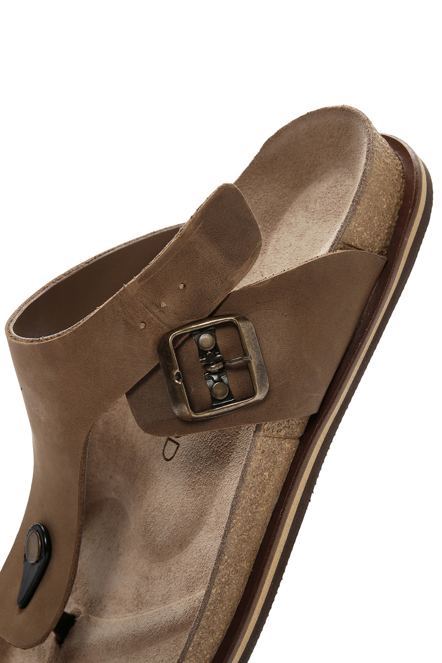 Men's Beige Flip Flop Nubuck Leather Slippers