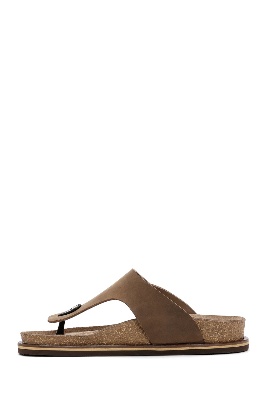 Men's Beige Flip Flop Nubuck Leather Slippers