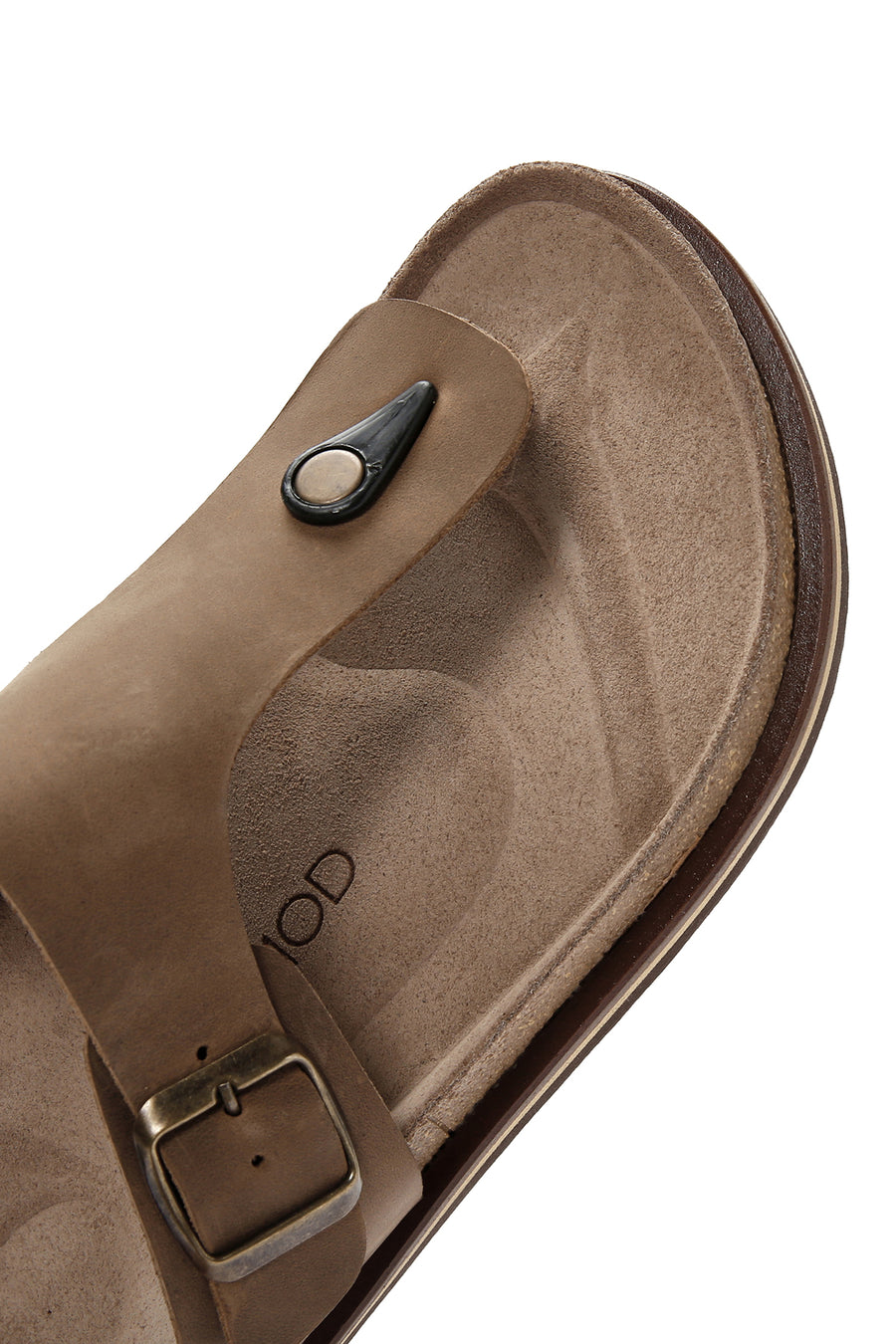 Men's Beige Flip Flop Nubuck Leather Slippers