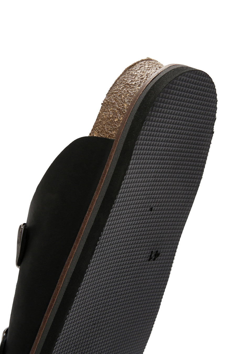 Men's Black Buckle Detailed Nubuck Leather Slippers