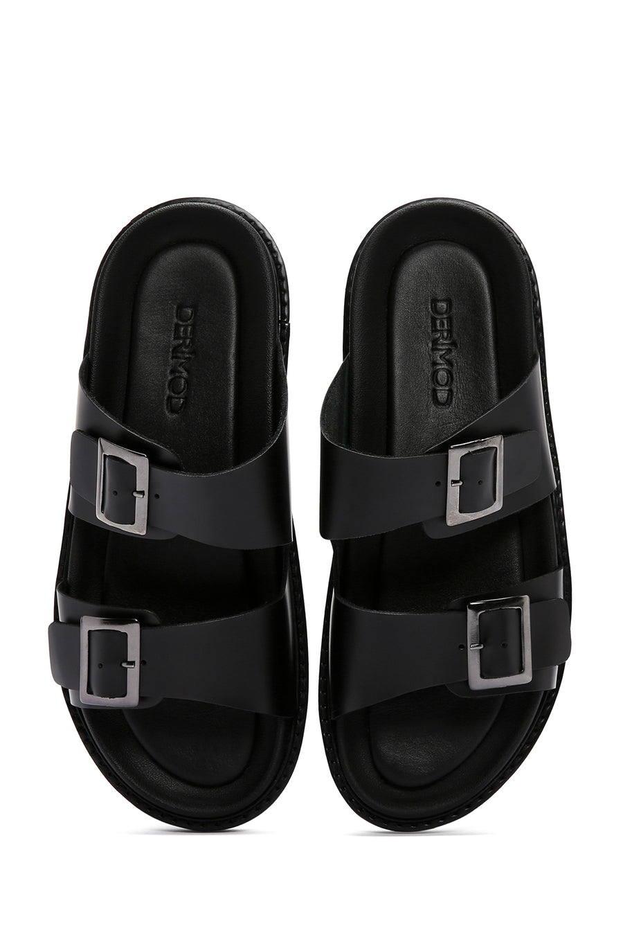 Men's Black Leather Slippers