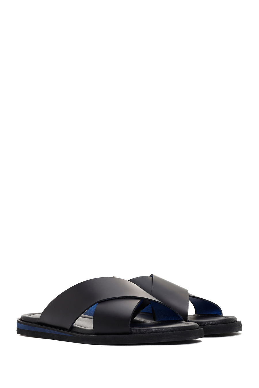 Men's Black Leather Slippers