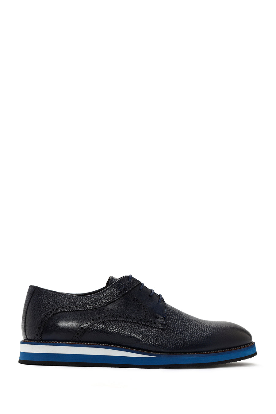 Men's Navy Blue Lace-up Leather Casual Shoes 24SFD6277FT | Derimod