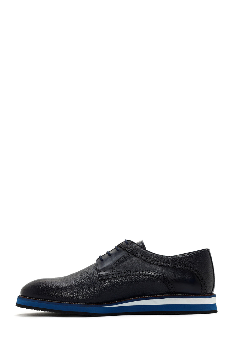 Men's Navy Blue Lace-up Leather Casual Shoes