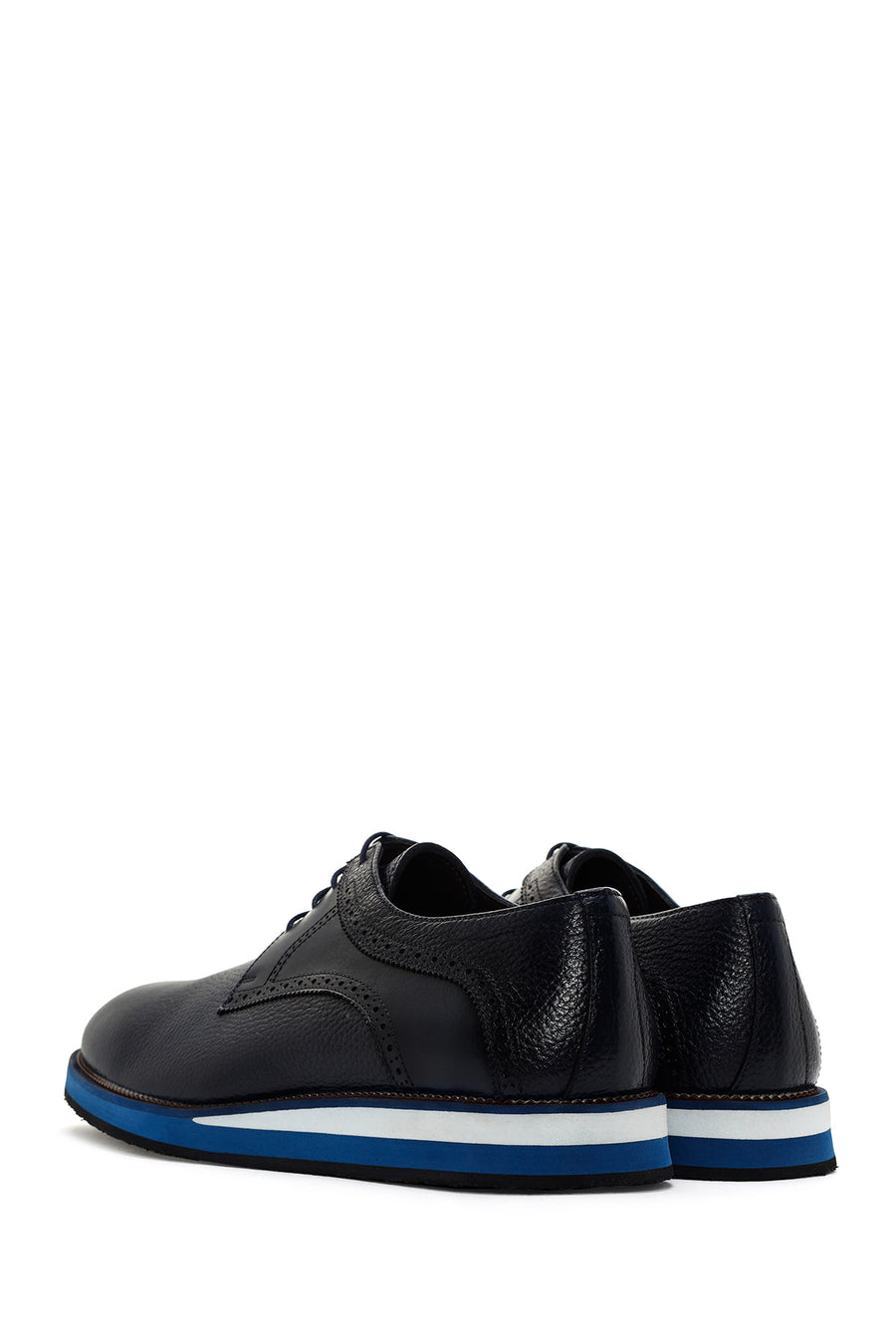 Men's Navy Blue Lace-up Leather Casual Shoes