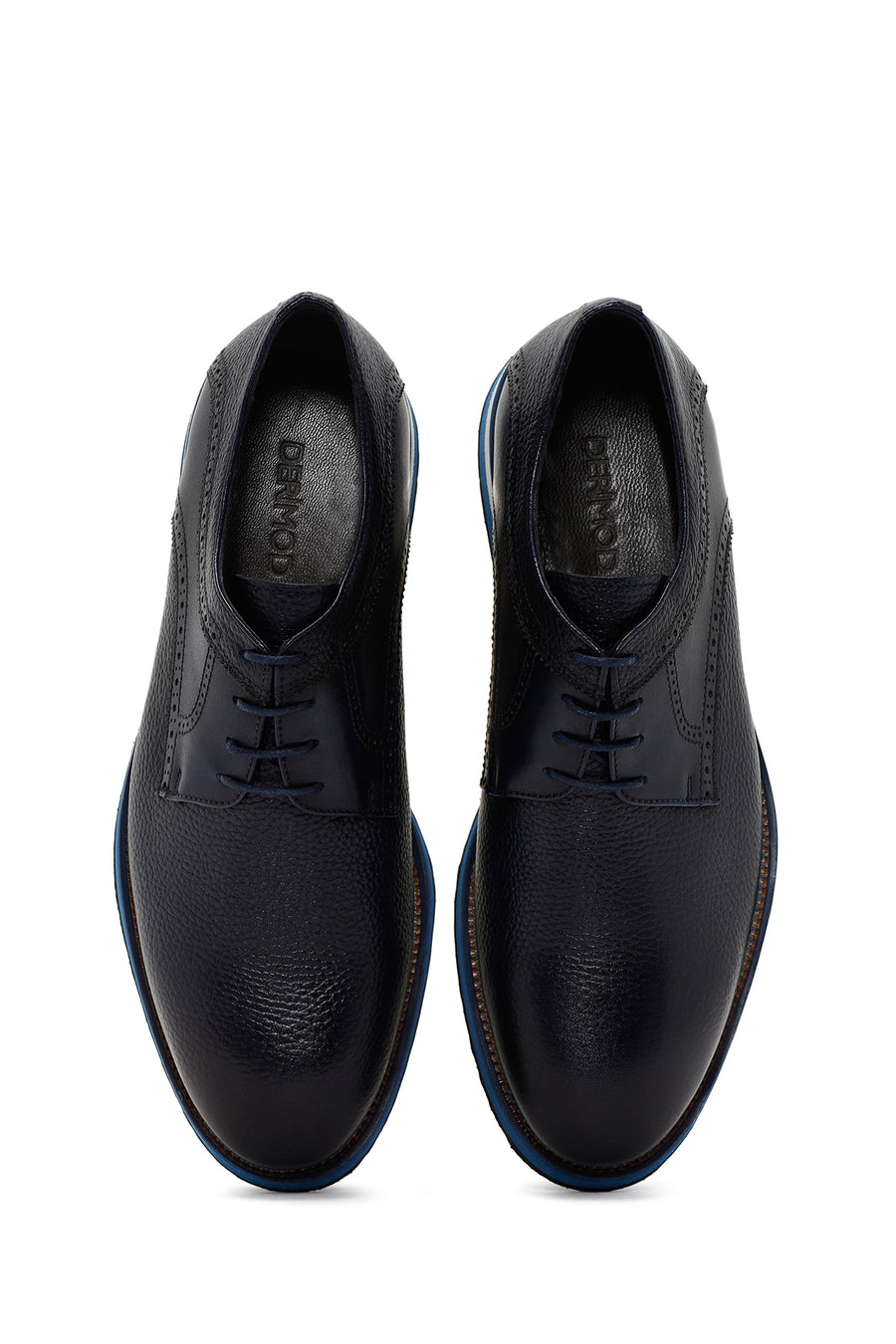 Men's Navy Blue Lace-up Leather Casual Shoes