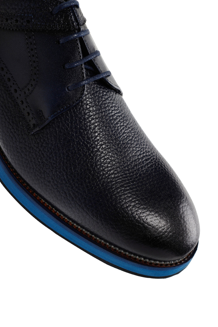 Men's Navy Blue Lace-up Leather Casual Shoes