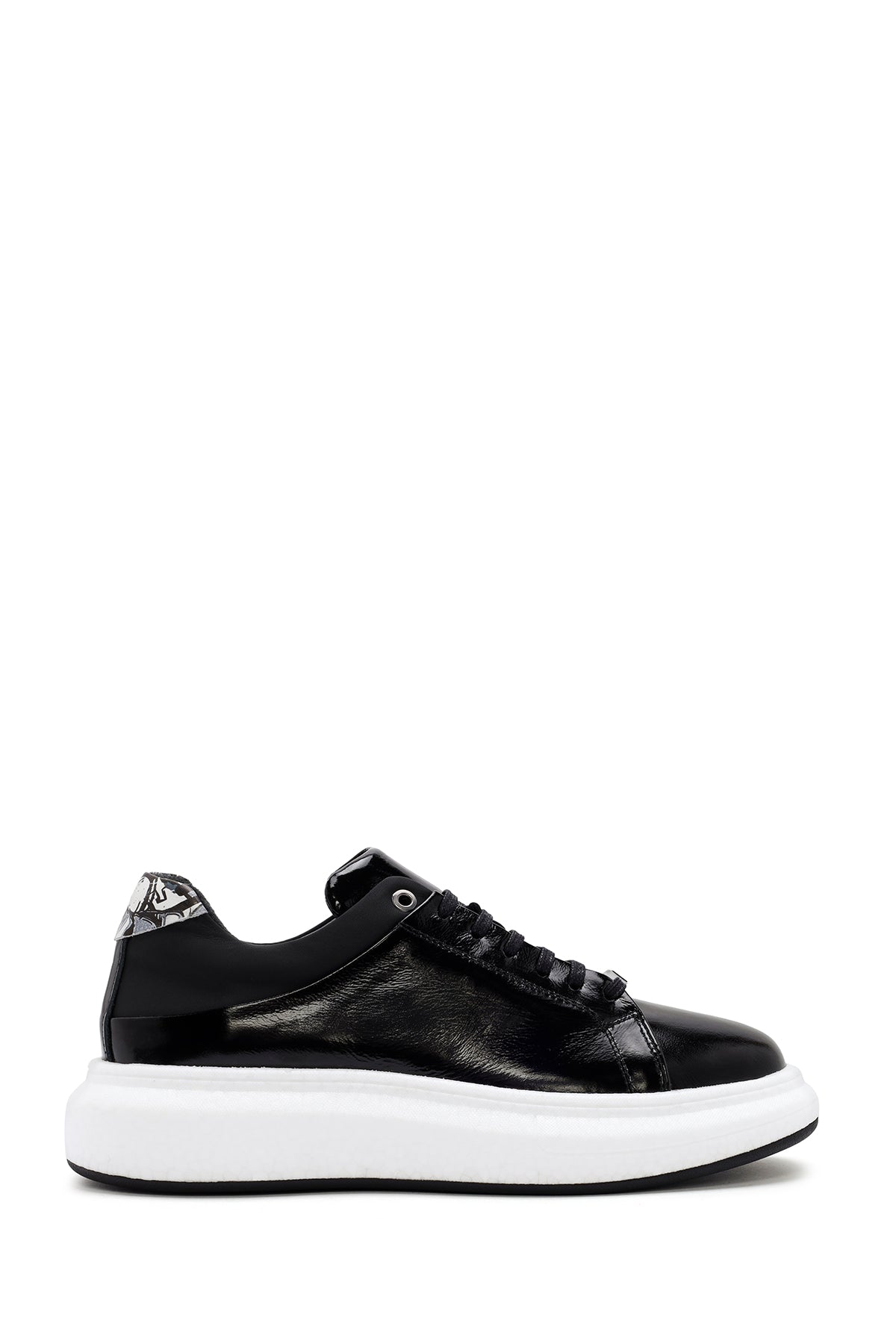 Men's Black Lace-up Patent Leather Sneaker 24SFD629116 | Derimod