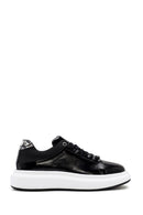 Men's Black Lace-up Patent Leather Sneaker | Derimod
