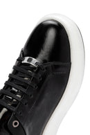 Men's Black Lace-up Patent Leather Sneaker | Derimod