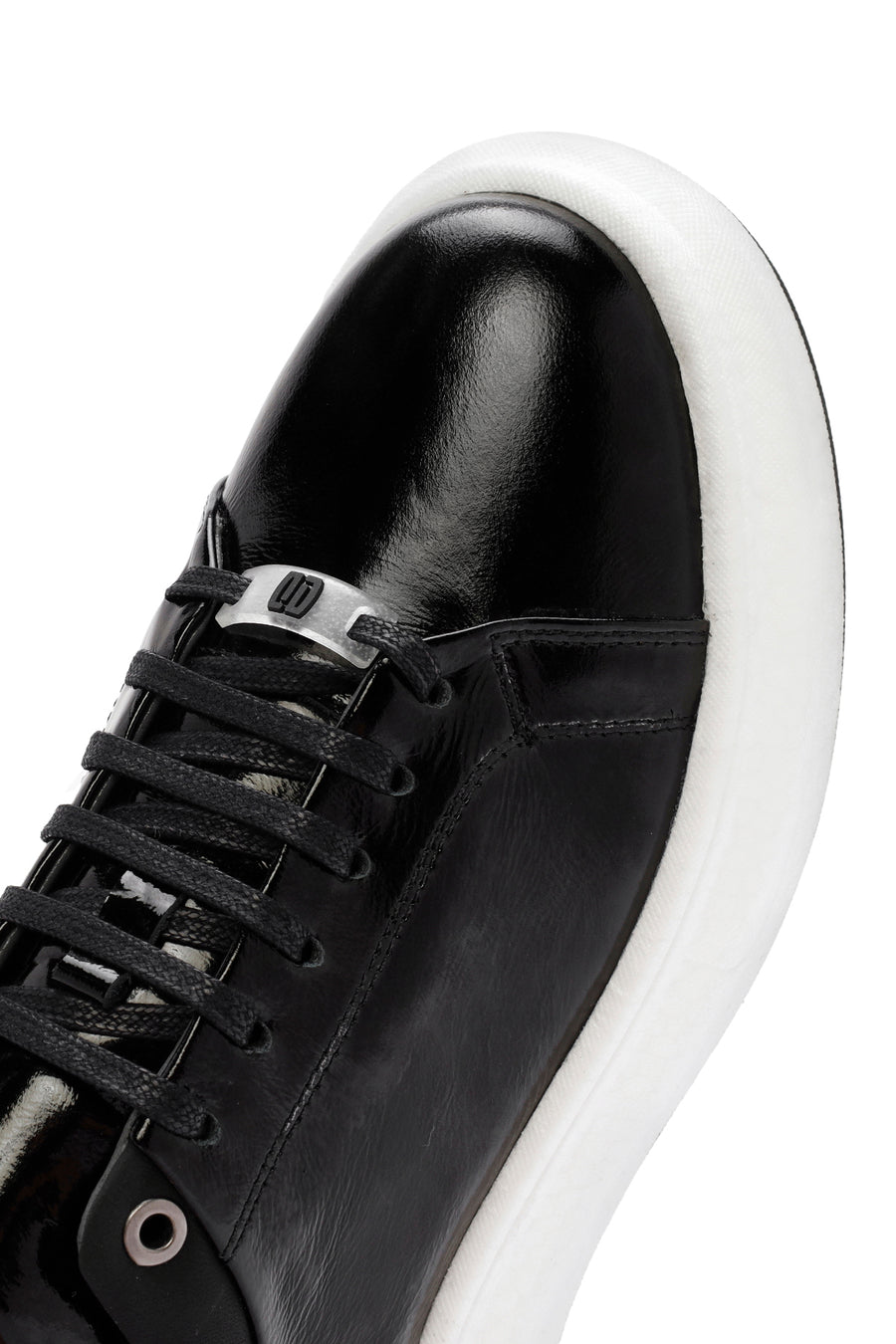 Erkek Siyah Bağcıklı Rugan Deri Sneaker