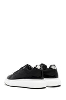Men's Black Lace-up Patent Leather Sneaker | Derimod