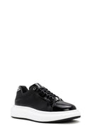 Men's Black Lace-up Patent Leather Sneaker | Derimod