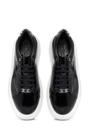 Men's Black Lace-up Patent Leather Sneaker | Derimod