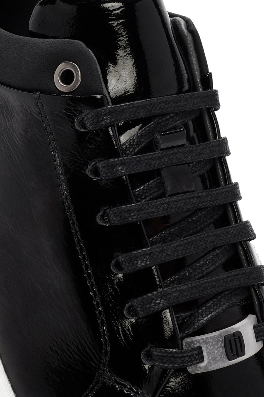 Erkek Siyah Bağcıklı Rugan Deri Sneaker