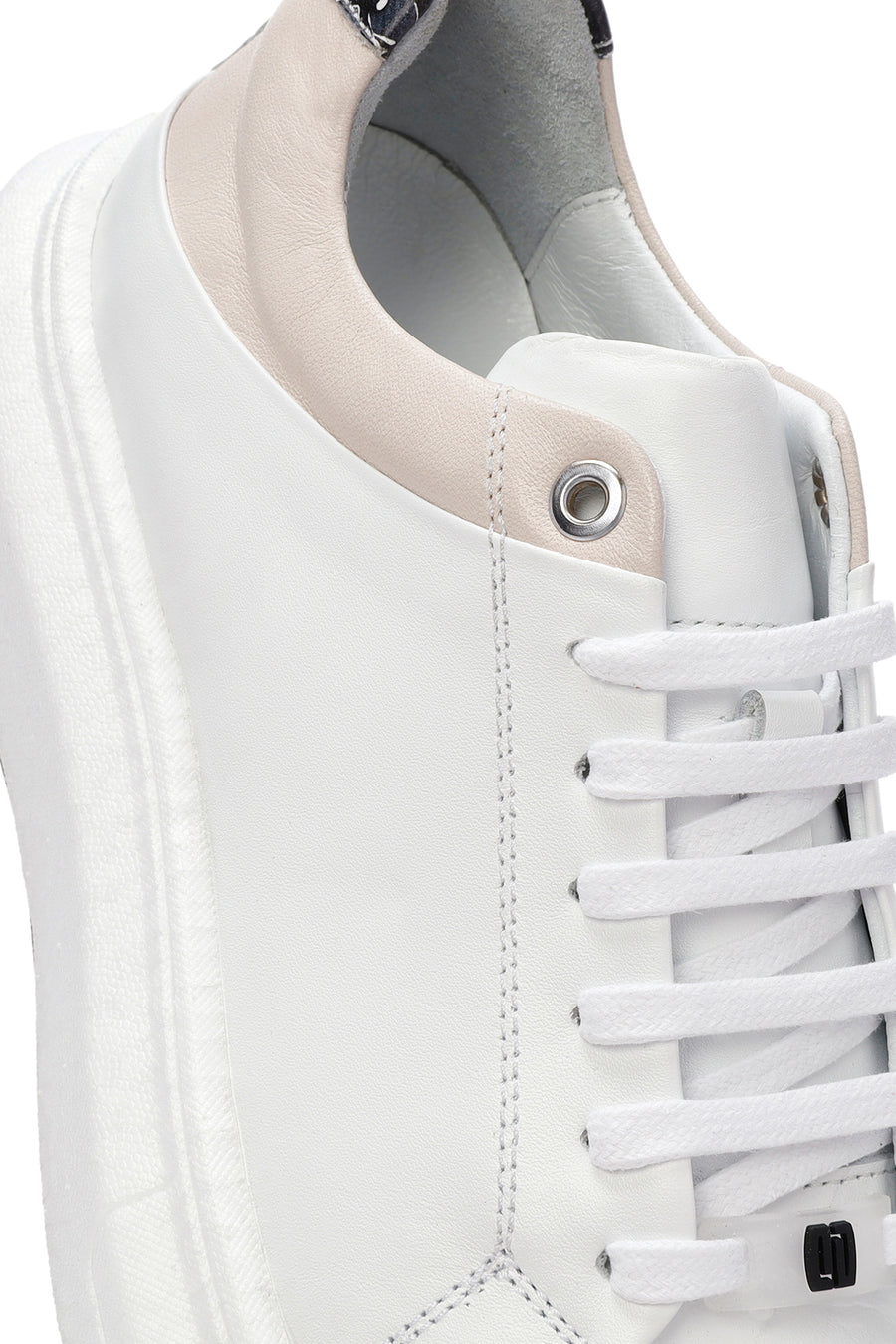 Men's White Lace-up Leather Sneaker