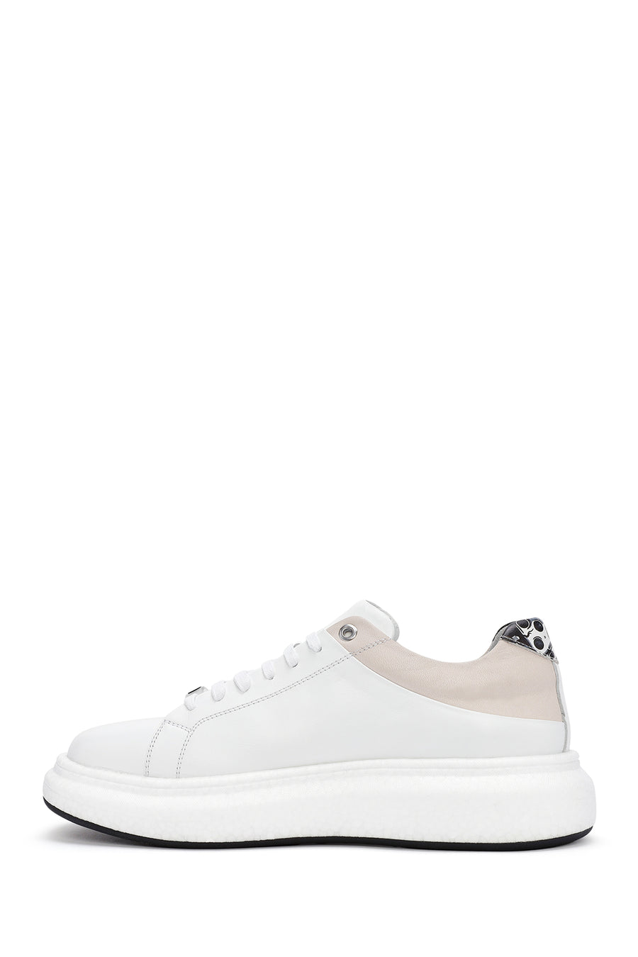 Men's White Lace-up Leather Sneaker