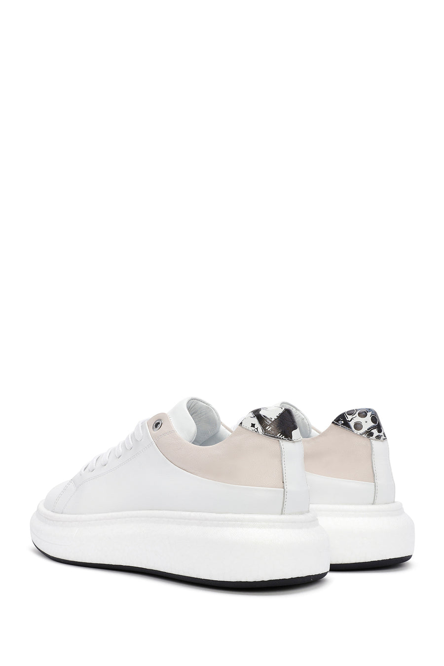 Men's White Lace-up Leather Sneaker