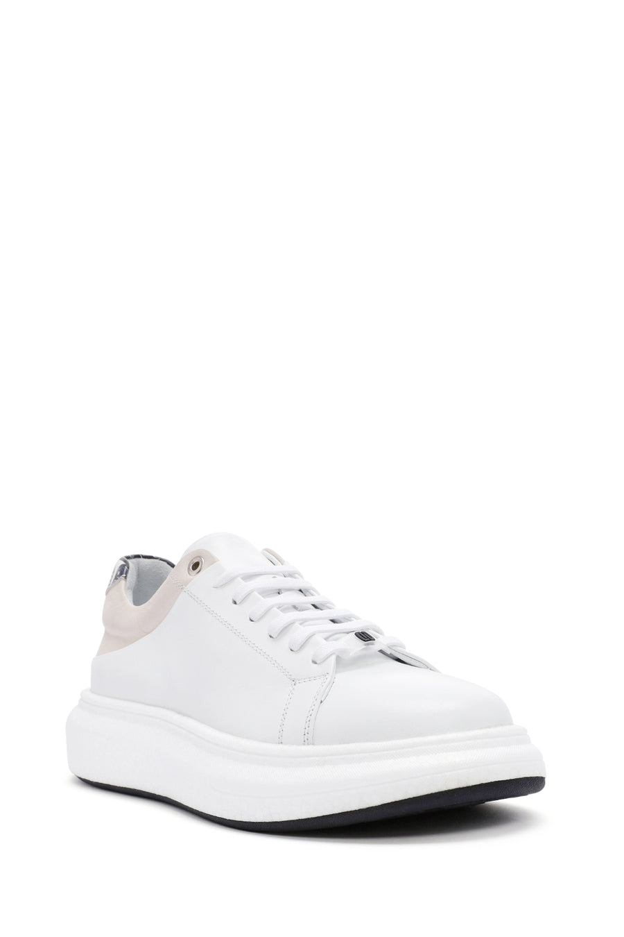 Men's White Lace-up Leather Sneaker