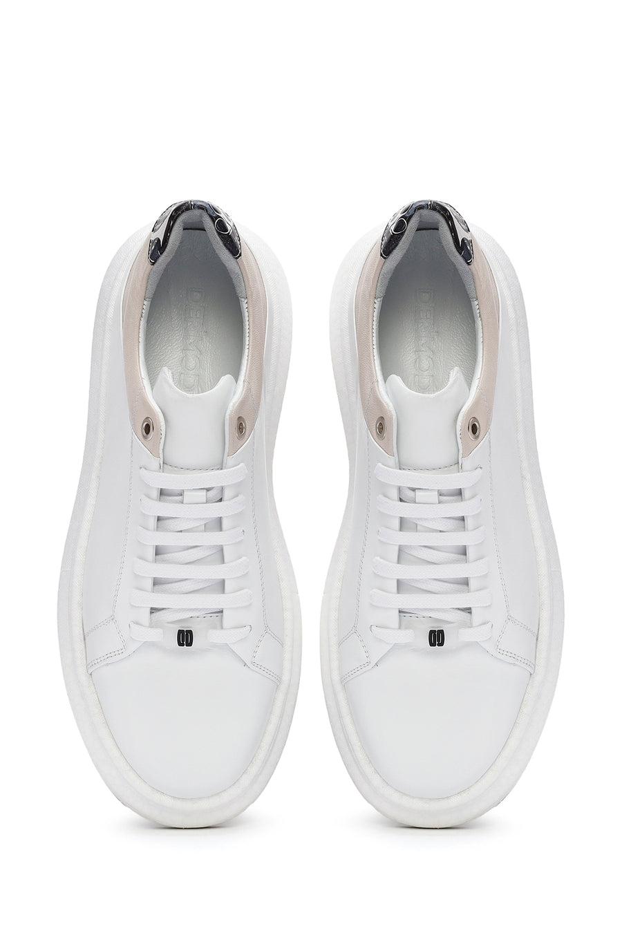 Men's White Lace-up Leather Sneaker