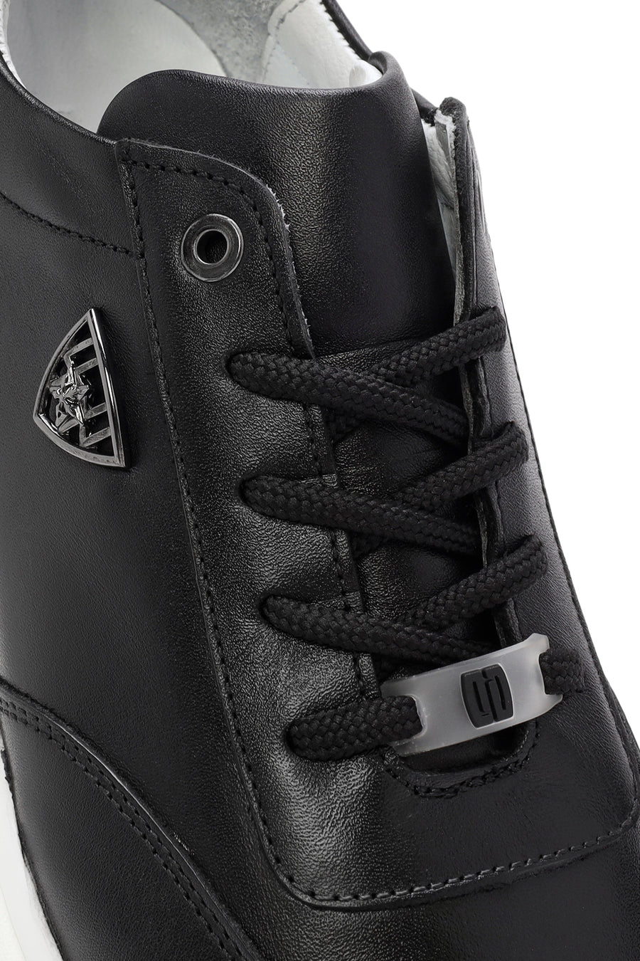 Men's Black Thick Sole Lace Up Leather Sneaker