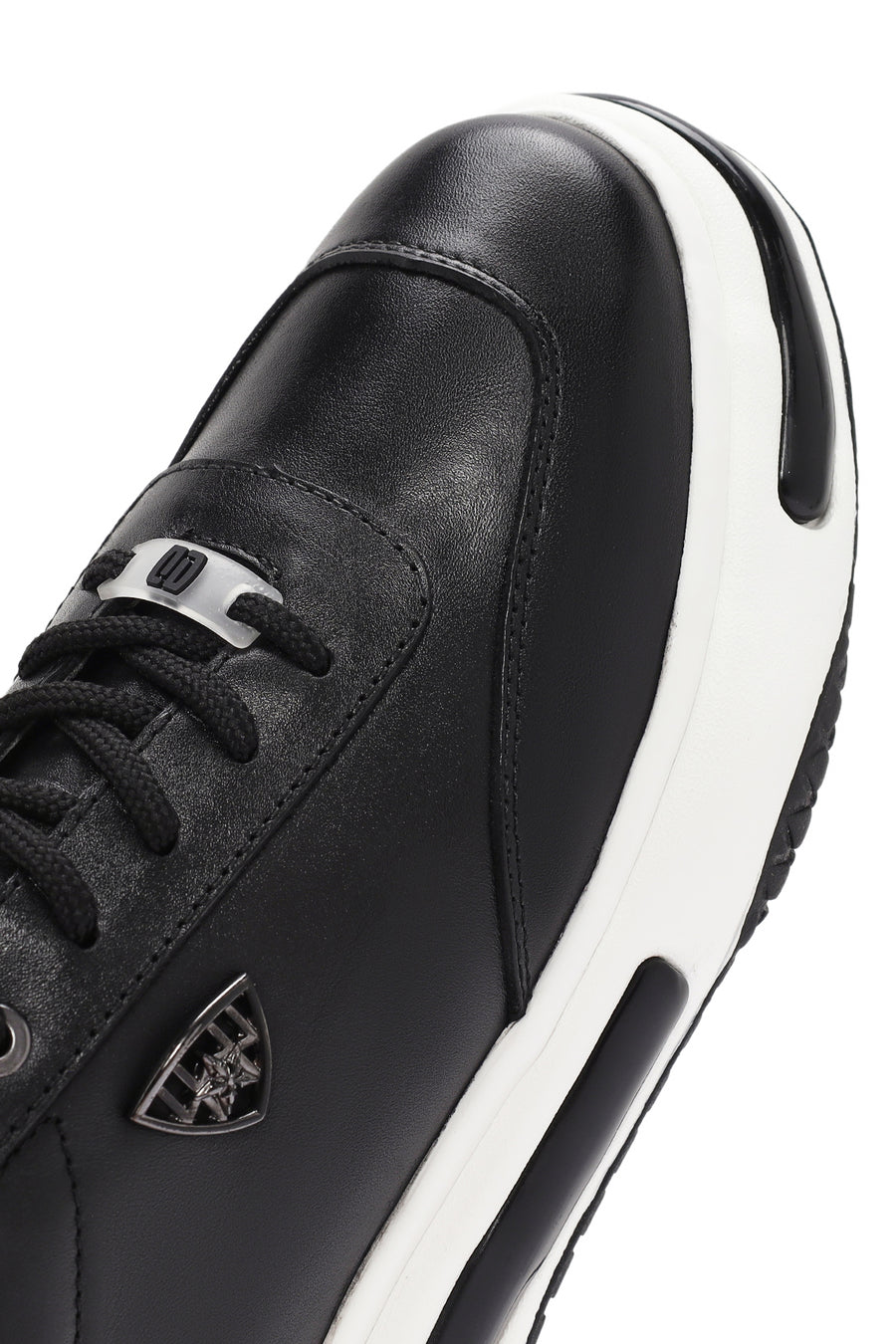 Men's Black Thick Sole Lace Up Leather Sneaker