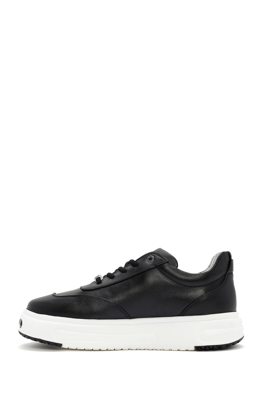 Men's Black Thick Sole Lace Up Leather Sneaker