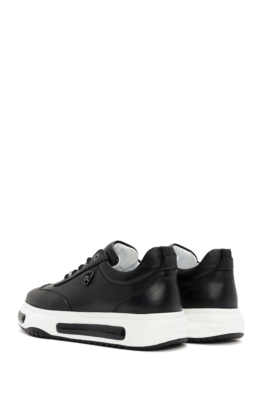 Men's Black Thick Sole Lace Up Leather Sneaker